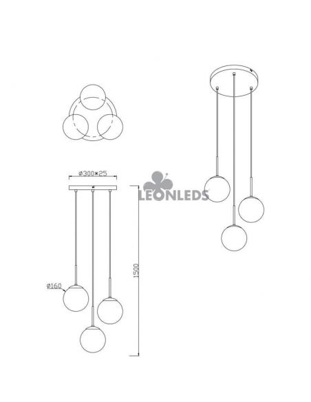 Luminária de teto 3 bolas de vidro Balini Trio Lighting | instalação| Iluminação Leds Leão
