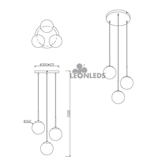 Luminária de teto 3 bolas de vidro Balini Trio Lighting | instalação| Iluminação Leds Leão