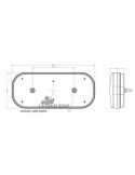 Dimensões da lanterna traseira de LED Fristom FT-600 homologada para 12-36V | LeonLeds Lighting