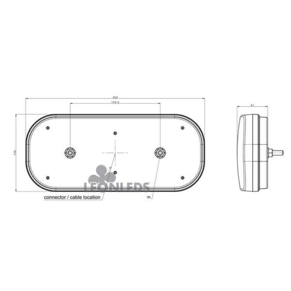 Dimensiones Piloto trasero LED homologado 12-36V FT-600 Fristom | LeonLeds Iluminación