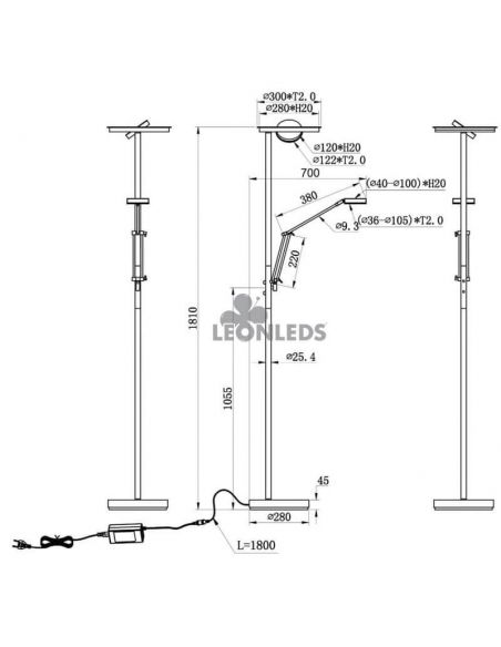 Lámpara de pie LED bronce viejo Barrie Trio Lighting | intalación | León Leds Iluminación
