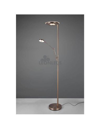 Luminária de chão LED Barrie Trio Lighting em bronze antigo | Luminária de chão com dois braços | Iluminação LED León