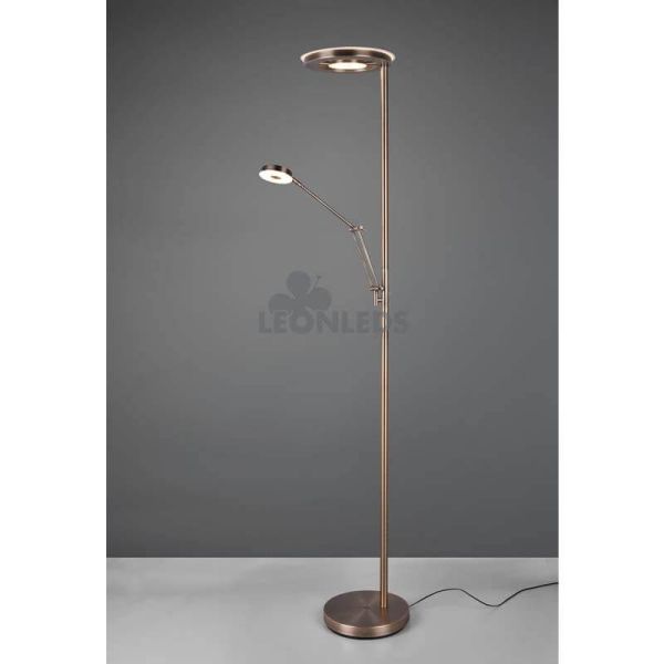 Luminária de chão LED Barrie Trio Lighting em bronze antigo | Luminária de chão com dois braços | Iluminação LED León