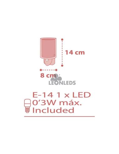 Dimensions Veilleuse LED Rosa Dots Dalber 41005S | leonleds