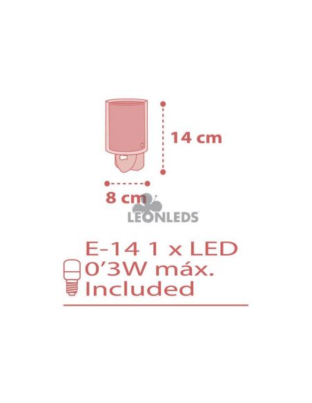 Dimensions Veilleuse LED Rosa Dots Dalber 41005S | leonleds
