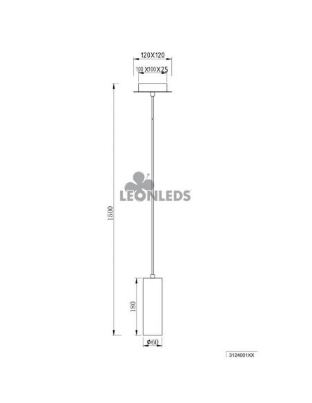 Luminária de teto pendente LED Marley | medidas de luminária pendente holofote | LeonLeds