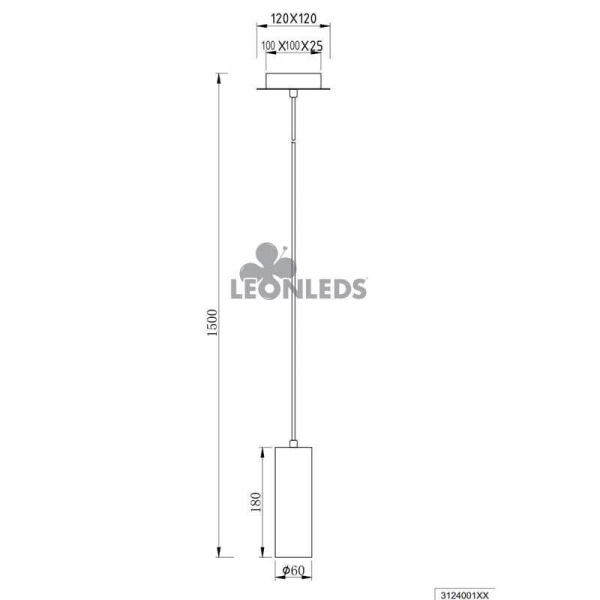 Plafonnier suspendu à LED Marley | mesures de la lampe spot suspendue | LeonLeds