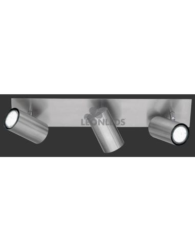 Regleta 3 focos rectangular níquel Marley TrioLighting | focos orientables | LeónLeds Iluminación