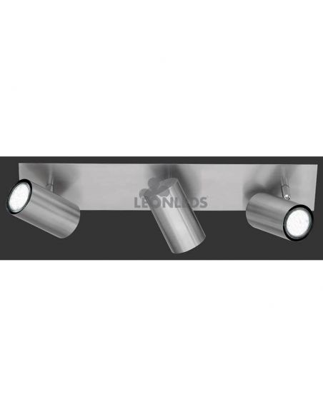 Regleta 3 focos rectangular níquel Marley TrioLighting | focos orientables | LeónLeds Iluminación