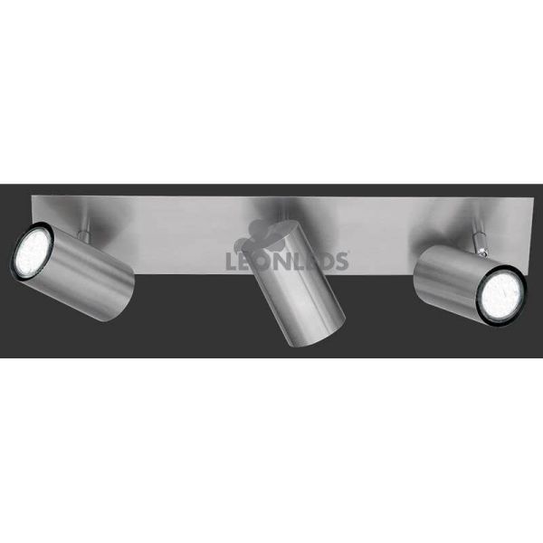 Regleta 3 focos rectangular níquel Marley TrioLighting | focos orientables | LeónLeds Iluminación