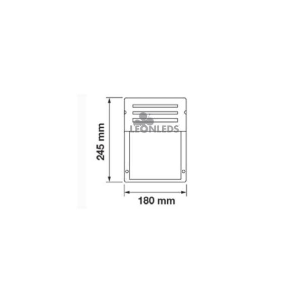 Dimensiones Aplique de Pared Exterior IP44 1XE27 blanco y negro 7077 7076 | LeonLeds Iluminación