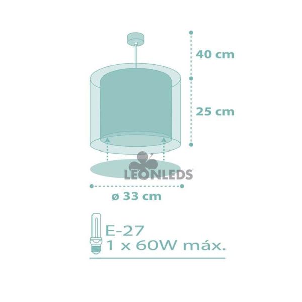 Dimensions plafonnier pour enfant Turquoise Dots 41002H | Éclairage LeonLeds