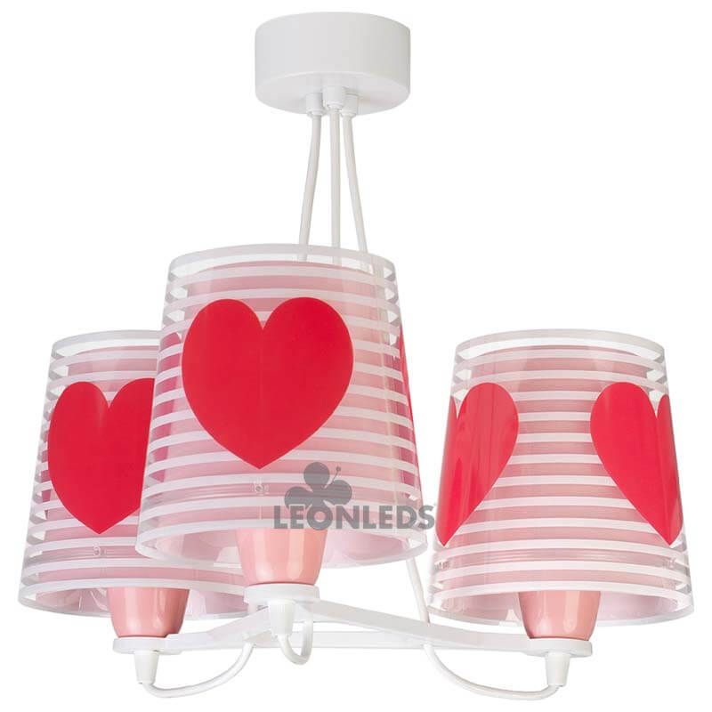 Lámpara techo 3 luces infantil Rosa Light Feeling 81197S | LeonLeds.com