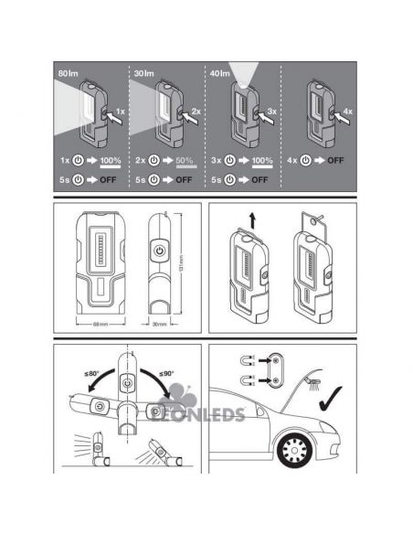 Puissante lampe de travail LED à piles LEDinspect Ledil Mini CP 80 Osram | leonleds