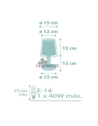 Candeeiro de mesa infantil Dimensões Turquesa Dream Flowers Dalber 81171H | Leon Iluminação LED