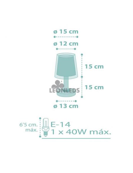 Dimensiones lámpara de mesa infantil Turquesa Dream Flowers Dalber 81171H | LeónLeds Iluminación