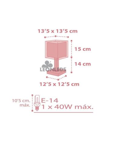 Dimensões Candeeiro de mesa infantil Koala rosa 63261S Dalber | Leon Iluminação LED
