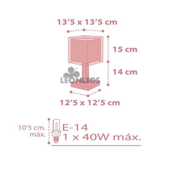 Dimensiones Lámpara de mesa infantil rosa Koala 63261S Dalber | LeónLeds Iluminación