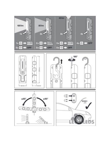 Lampe de travail LED à piles LEDinspect® PROFFESIONAL 180 | leonleds