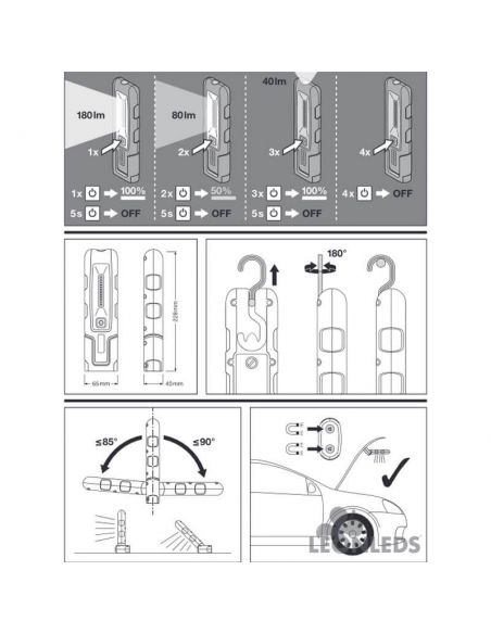 Lampe de travail LED à piles LEDinspect® PROFFESIONAL 180 | leonleds