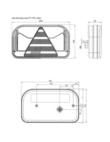 Lanterna traseira de LED com triângulo, conector de 7 pinos, amplificador, 7 funções FT-170 Fristom | LeonLeds Lighting