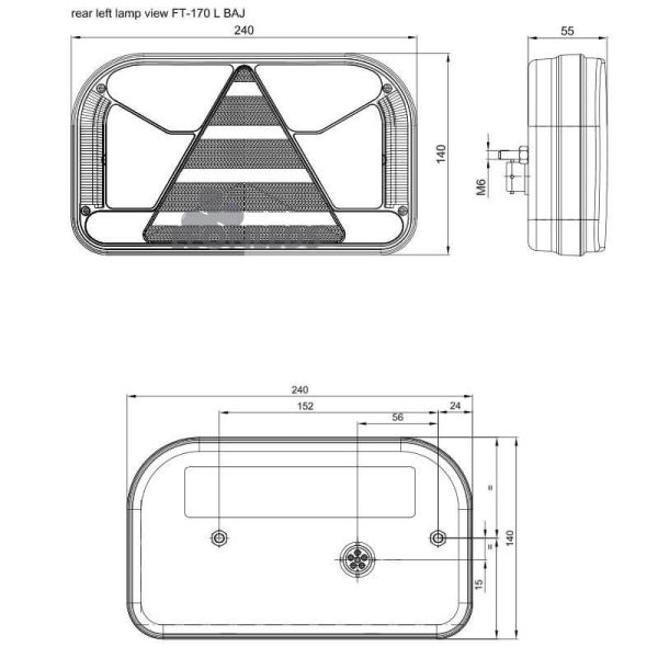 Feu arrière à LED triangulaire, connecteur 7 broches, AMP, 7 fonctions FT-170 Fristom | LeonLeds Lighting