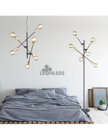 Luz de teto LED de metal cruzado 6 luzes Trio Lighting| 6 lâmpadas E27 | Iluminação Leds Leão