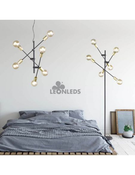 Luz de teto LED de metal cruzado 6 luzes Trio Lighting| 6 lâmpadas E27 | Iluminação Leds Leão
