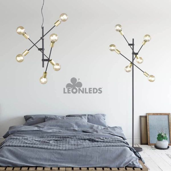 Luz de teto LED de metal cruzado 6 luzes Trio Lighting| 6 lâmpadas E27 | Iluminação Leds Leão