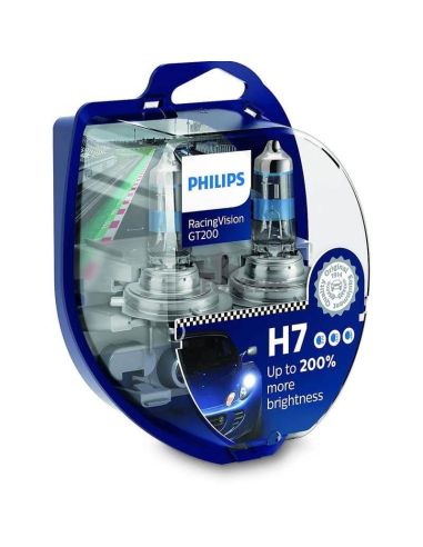 Lâmpadas H7 muito potentes Racingvision GT200 + 200% de luz Philips | leonleds