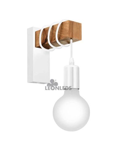 Aplique de pared blanco vintage Townshend 1XE27 | Aplique vintage de acero de Eglo Lighting | LeonLeds Iluminación