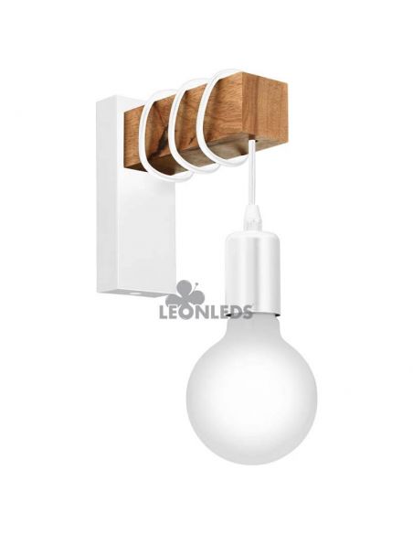 Aplique de pared blanco vintage Townshend 1XE27 | Aplique vintage de acero de Eglo Lighting | LeonLeds Iluminación