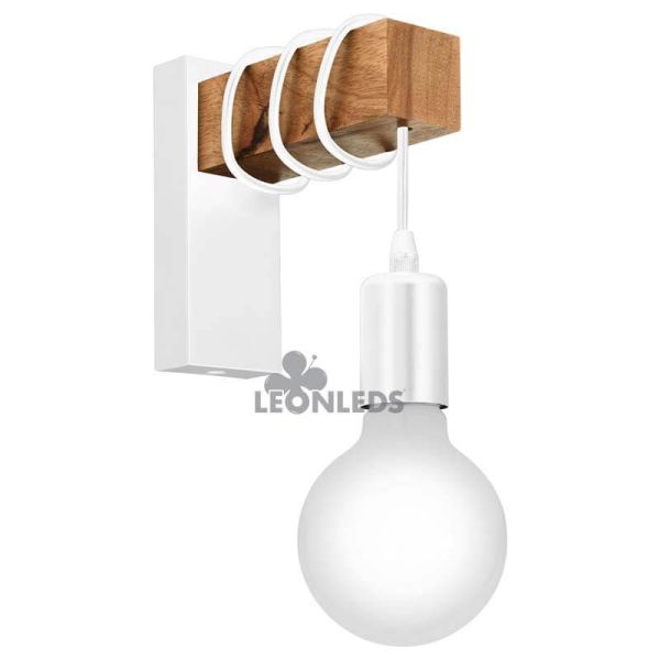 Aplique de pared blanco vintage Townshend 1XE27 | Aplique vintage de acero de Eglo Lighting | LeonLeds Iluminación