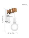 Aplique de pared blanco vintage Townshend 1XE27 | Aplique vintage de acero de Eglo Lighting | LeonLeds Iluminación