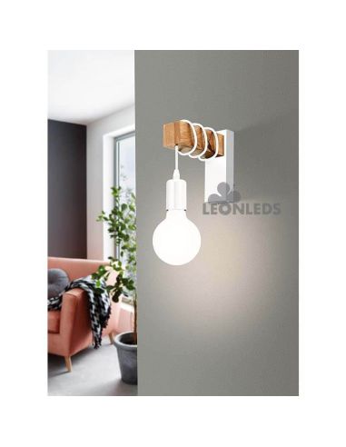 Aplique de pared blanco vintage Townshend 1XE27 | Aplique vintage de acero de Eglo Lighting | LeonLeds Iluminación