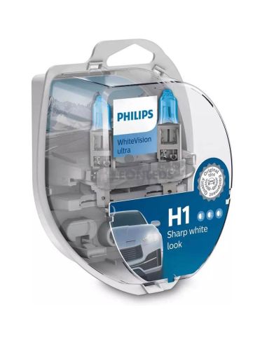 Lâmpadas H1 luz mais branca Whitevision Ultra Philips | Leon Iluminação LED