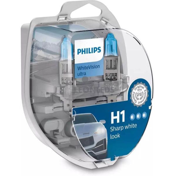 Lâmpadas H1 luz mais branca Whitevision Ultra Philips | Leon Iluminação LED