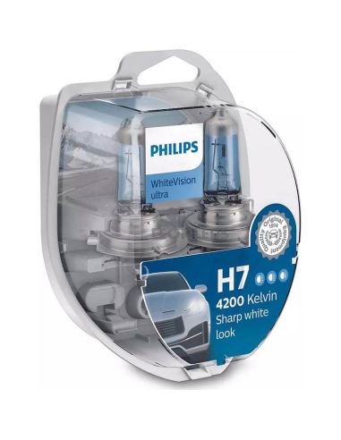 Bombillas H7 luz mas blanca Whitevision Ultra PHilips | LeonLeds Iluminación