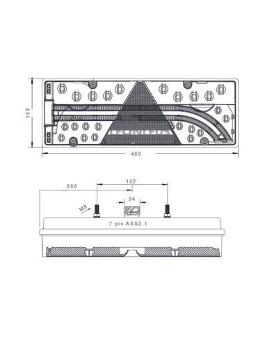 Dimensions Feu arrière Full LED Schmitz Europoint III Aspock | Éclairage LeonLeds