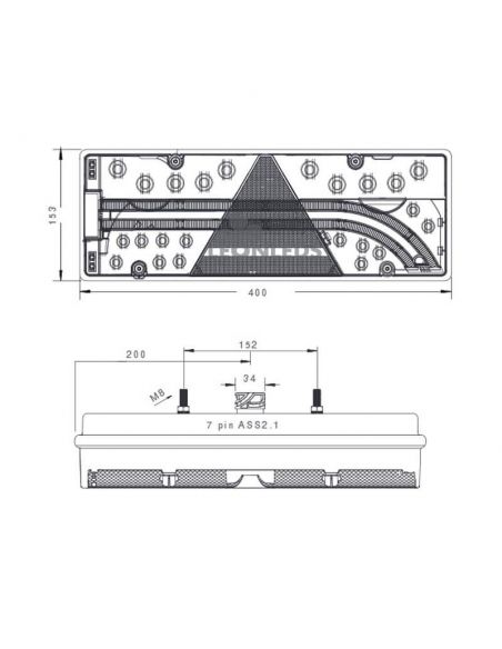 Dimensions Feu arrière Full LED Schmitz Europoint III Aspock | Éclairage LeonLeds