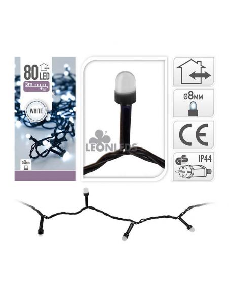 Guirnalda navideña 80 LED XL de luz blanca fría - 900CM