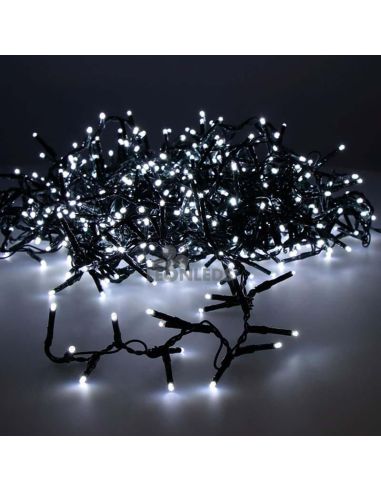 Guirnalda navideña blanco frío con 750 LED XL 16 metros exterior multifunción cable negro| LeónLeds