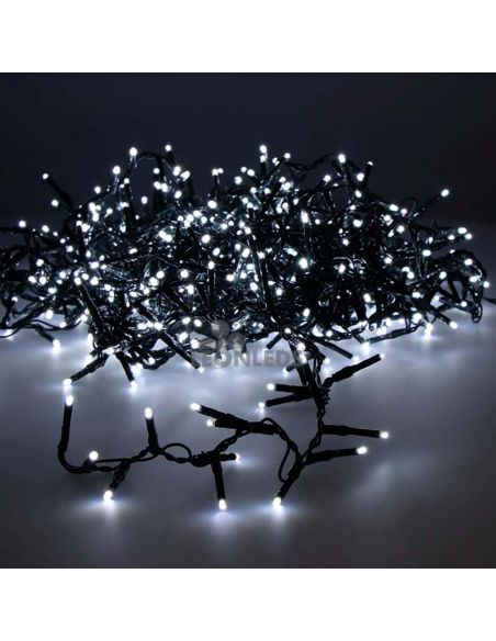 Guirnalda navideña blanco frío con 750 LED XL 16 metros exterior multifunción cable negro| LeónLeds