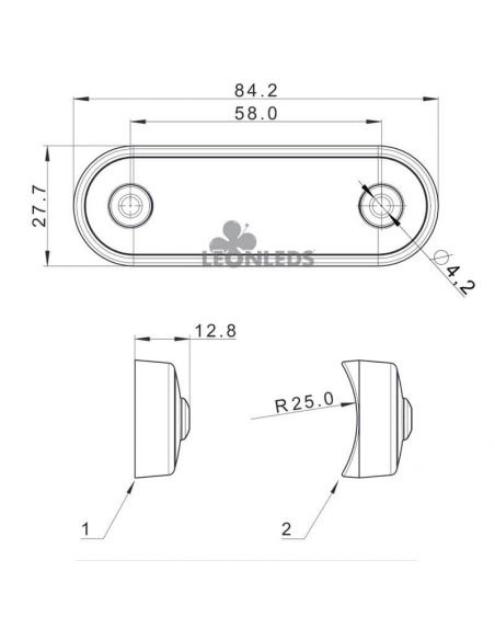 Dimensiones Piloto LED de galibo para barra o superficie plana Ambar, Blanco o Rojo FT-073 Fristom | LeonLeds