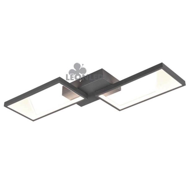 Candeeiro de teto LED preto com 2 retângulos Cafu by Trio Lighting| luz de teto | Leon Iluminação LED