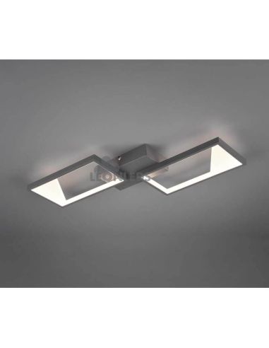 Plafón LED negro con 2 rectangulos Cafu de Trio Lighting| plafón de techo metálico antracita | LeonLeds Iluminación