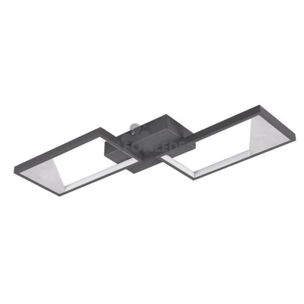 Plafonnier LED noir avec 2 rectangles Cafu par Trio Lighting | plafonnier minimaliste | Éclairage LeonLeds