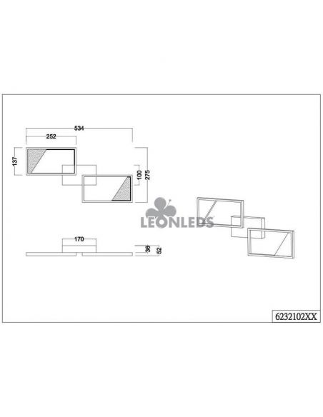 Plafonnier LED noir avec 2 rectangles Cafu par Trio Lighting | plafonnier avec mesures | Éclairage LeonLeds