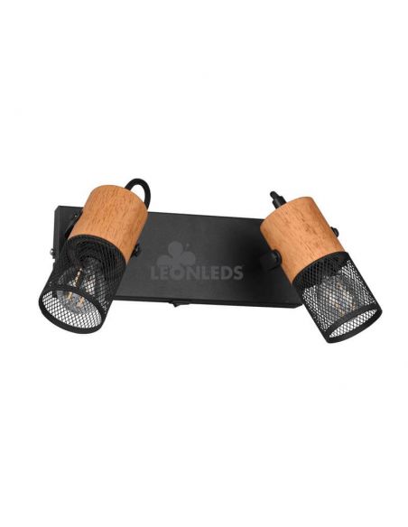 Aplique LED de madera vintage 2 focos Tosh de Trio Lighting| aplique focos orientables| LeonLeds Iluminación