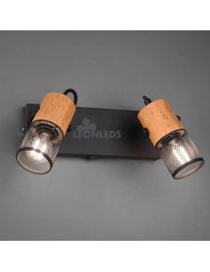 Tosh Vintage Madeira LED Wall Light 2 Lâmpadas por Trio Lighting| candeeiro de parede metálico castanho e preto | Leon Iluminaçã 2
